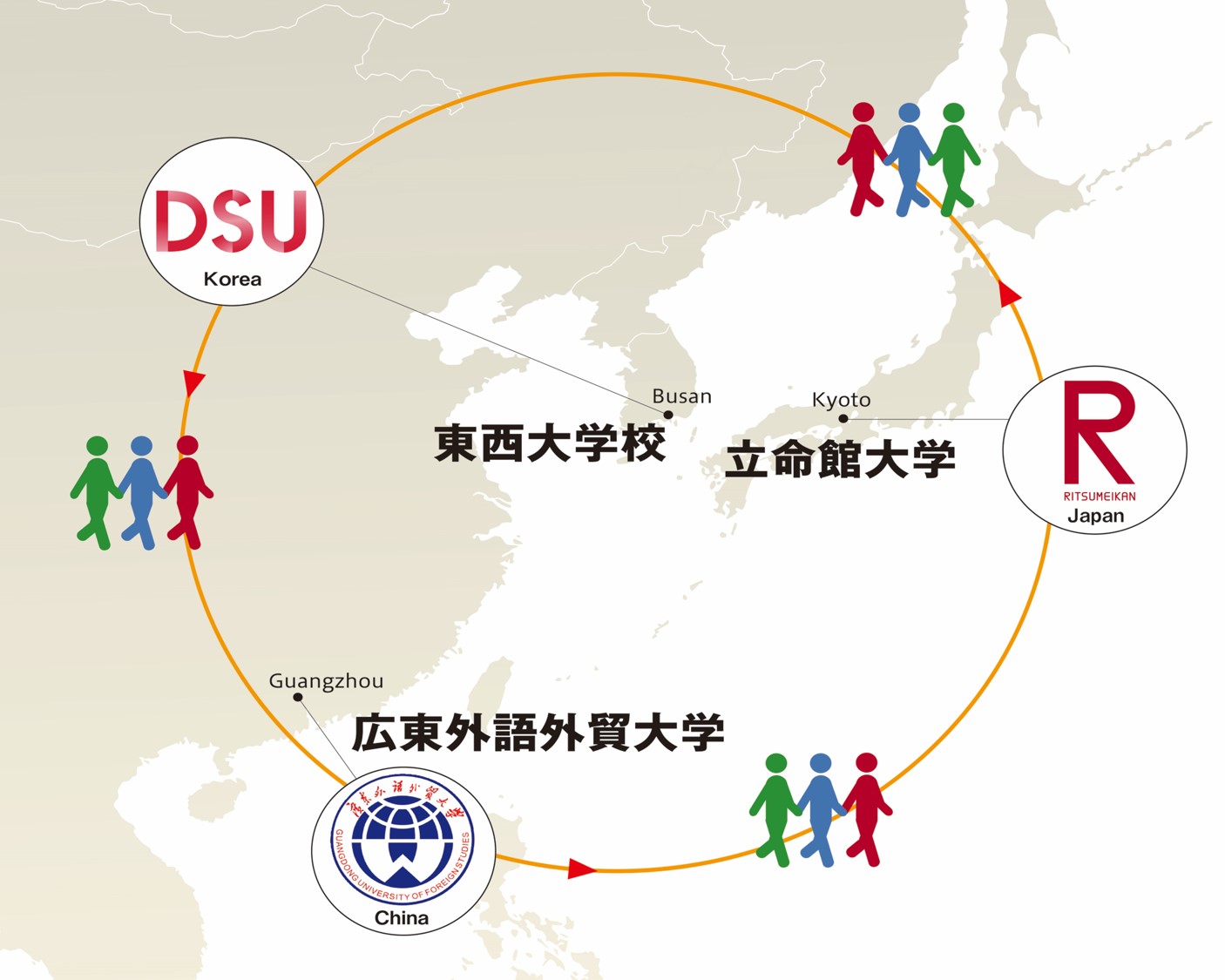 中国・韓国を2年間巡る「移動キャンパス」のイメージ